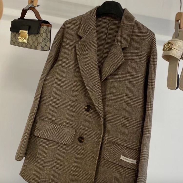 厚手 チェック柄 ゆったり ジャケット コート