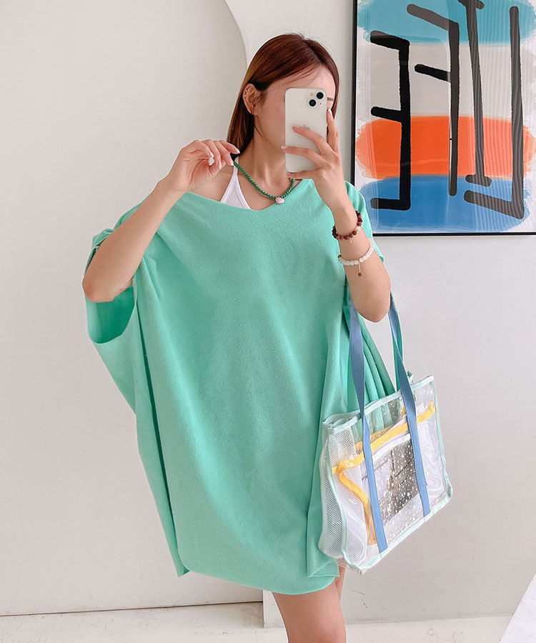 ふんわり パイル地 半袖 チュニック Tシャツ