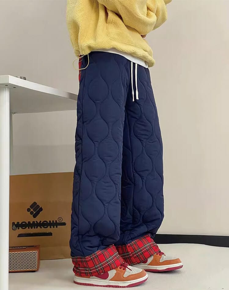 キルティング 中綿 ストレート あったかパンツ