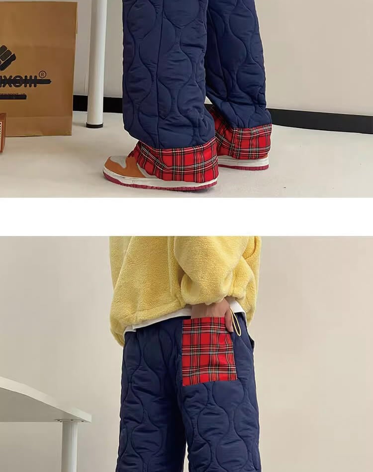 キルティング 中綿 ストレート あったかパンツ
