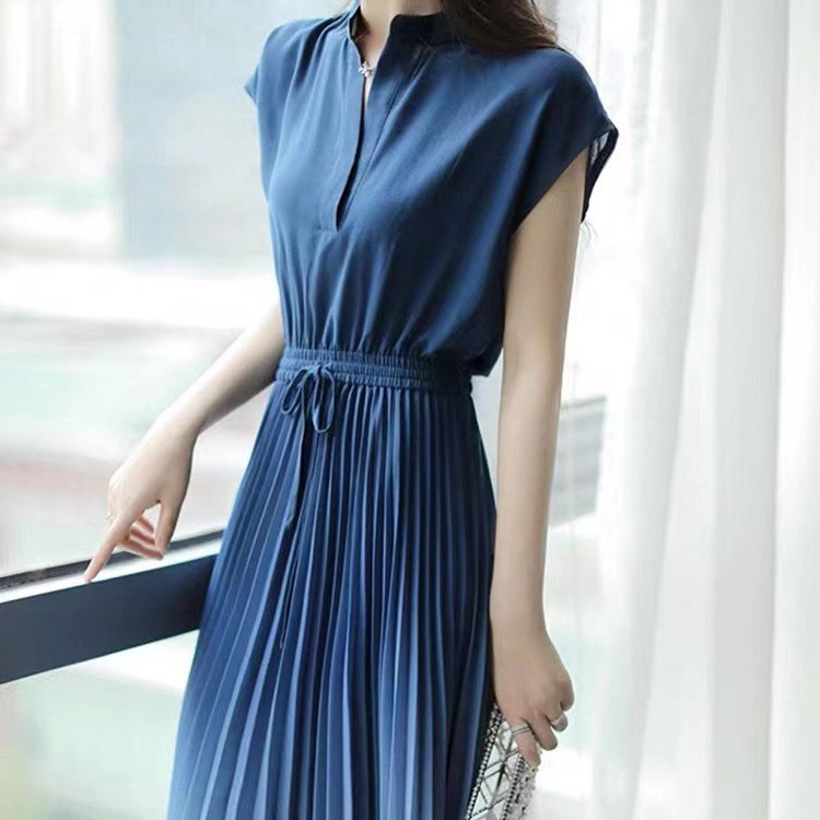 半袖 グラデーション がきれいな シフォンワンピース