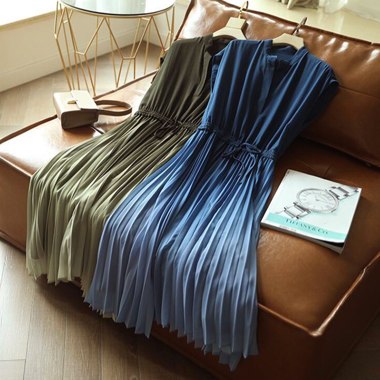 半袖 グラデーション がきれいな シフォンワンピース