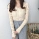 シンプル Vネック 長袖 リブ編み ニット トップス