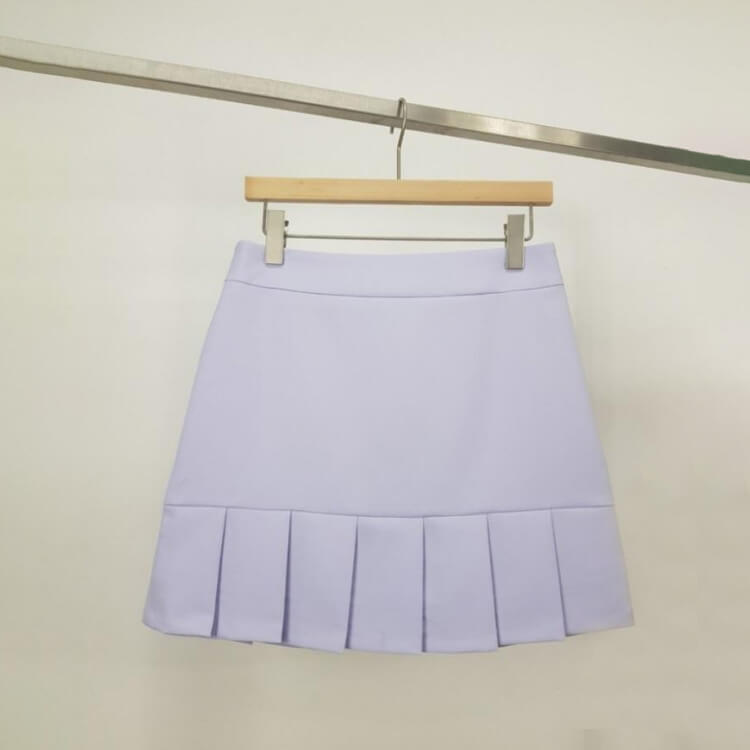 韓国ゴルフウェア シンプル 裾プリーツ ミニスカート