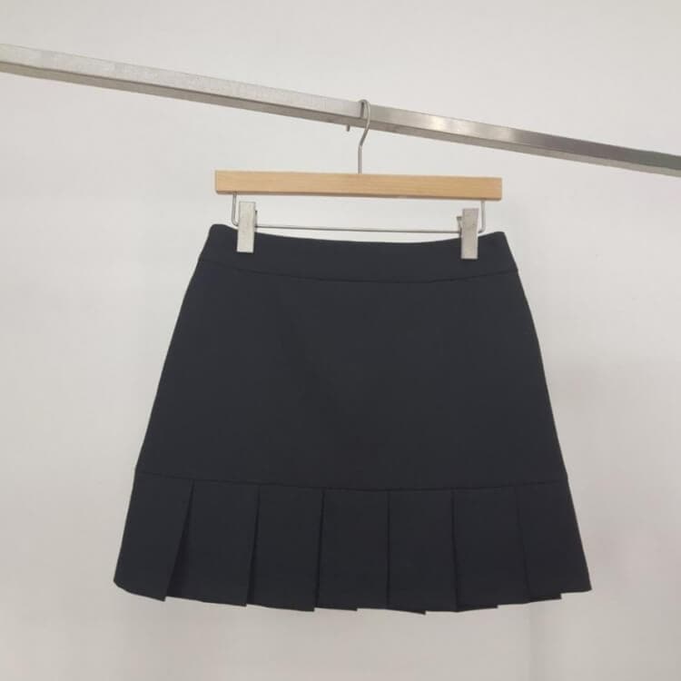 韓国ゴルフウェア シンプル 裾プリーツ ミニスカート