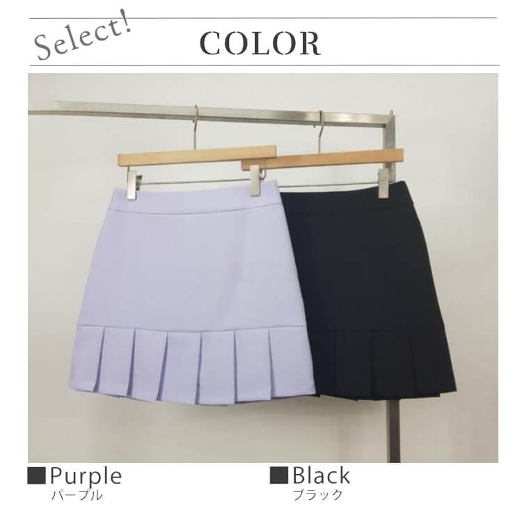 韓国ゴルフウェア シンプル 裾プリーツ ミニスカート