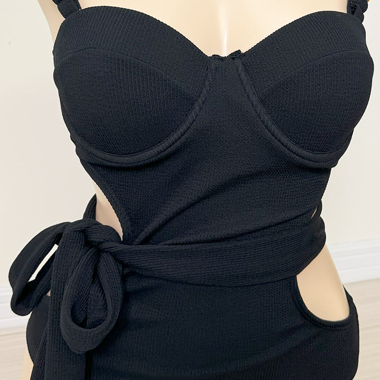 リボン×チェーン ウエストカットモノキニ 水着