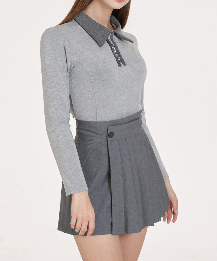 プリーツ切り替え ラップ ショートパンツ 韓国ゴルフウェア
