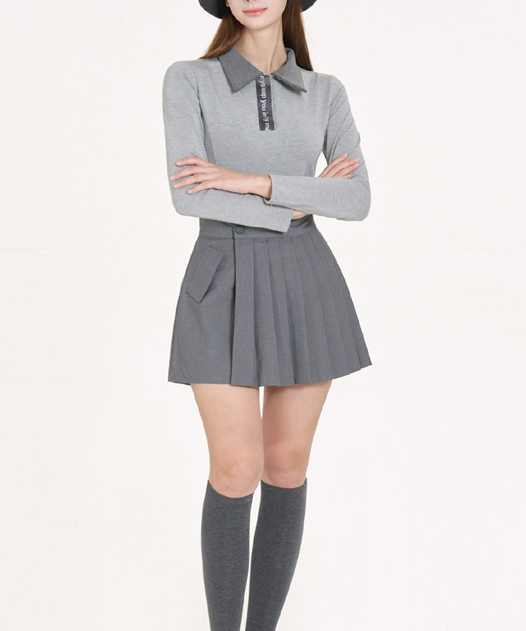 プリーツ切り替え ラップ ショートパンツ 韓国ゴルフウェア