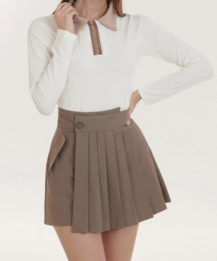 プリーツ切り替え ラップ ショートパンツ 韓国ゴルフウェア