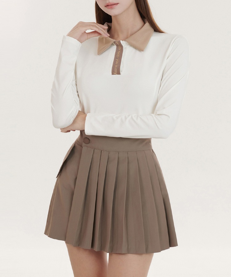 プリーツ切り替え ラップ ショートパンツ 韓国ゴルフウェア