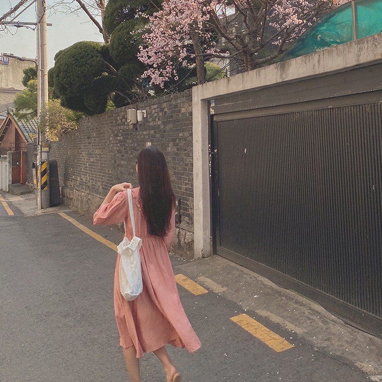 ガーリー 7分袖フリルワンピース