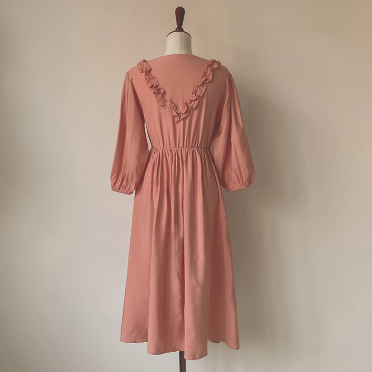 ガーリー 7分袖フリルワンピース