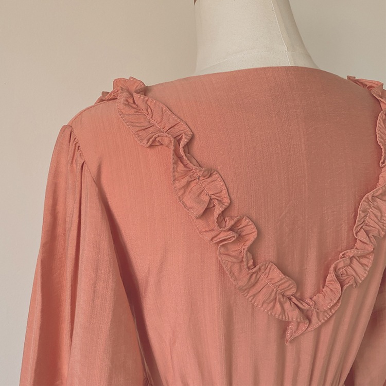 ガーリー 7分袖フリルワンピース