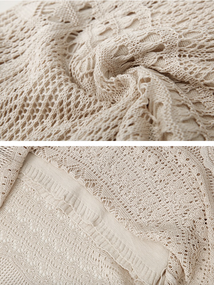 S-XL かぎ編み ニット シースルー ロングスカート