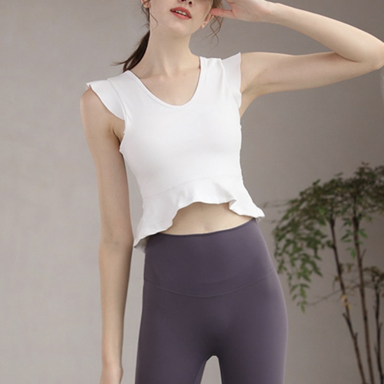 ショルダーフリル Vネック カップ付き ショート丈