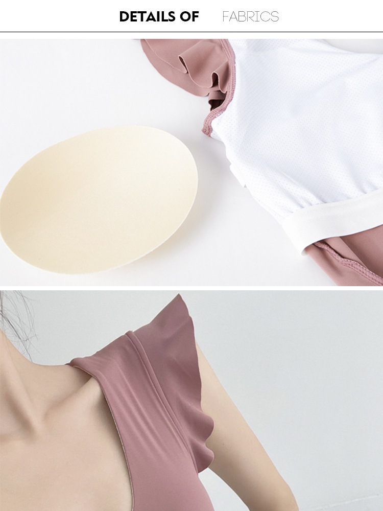 ショルダーフリル Vネック カップ付き ショート丈