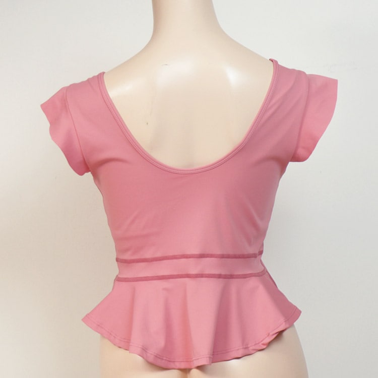 ショルダーフリル Vネック カップ付き ショート丈