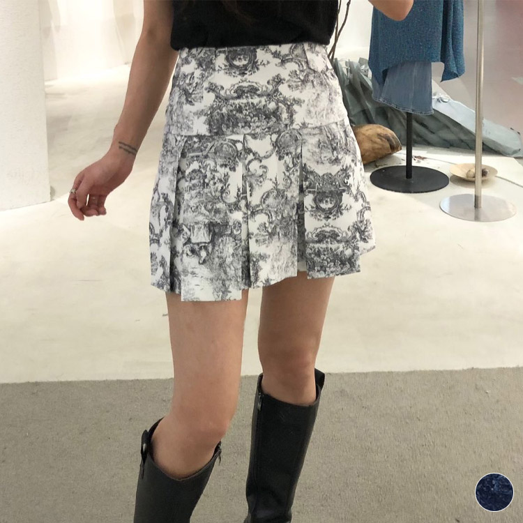 韓国ゴルフウェア バイカラー エレガントな 総柄