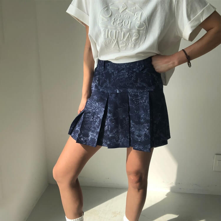 韓国ゴルフウェア バイカラー エレガントな 総柄