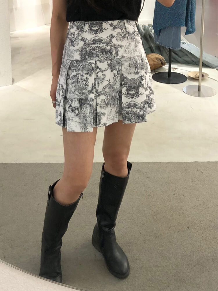 韓国ゴルフウェア バイカラー エレガントな 総柄