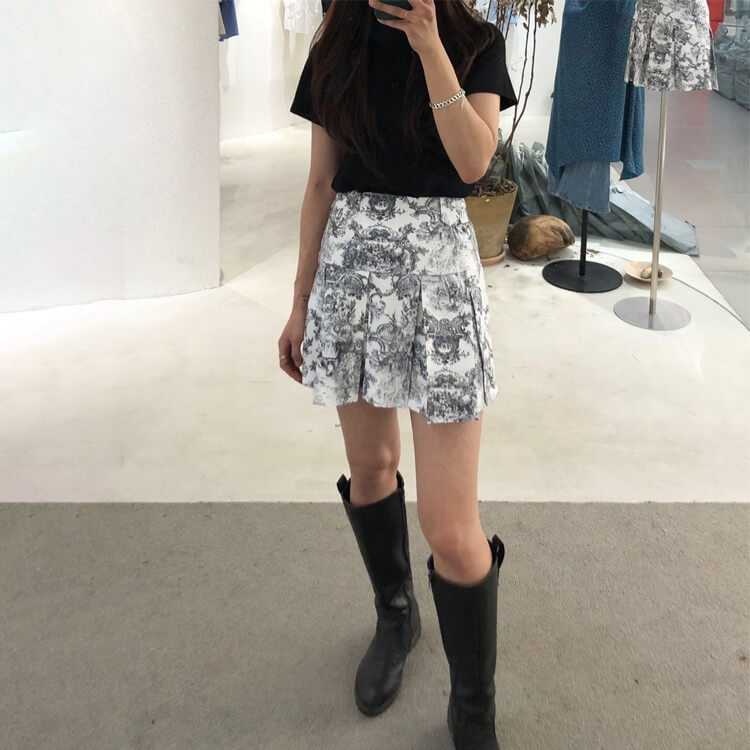 韓国ゴルフウェア バイカラー エレガントな 総柄