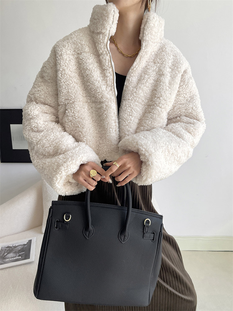 もこもこボア スタンドカラー ショート丈 ボアブルゾン