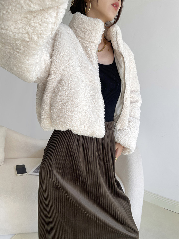 もこもこボア スタンドカラー ショート丈 ボアブルゾン