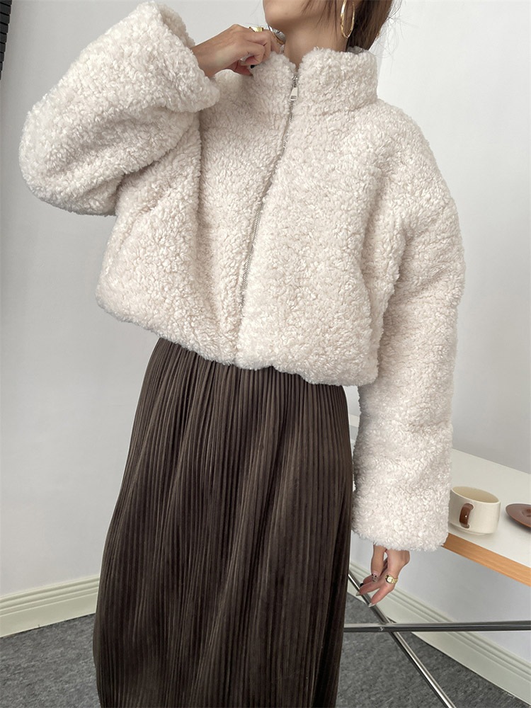 もこもこボア スタンドカラー ショート丈 ボアブルゾン