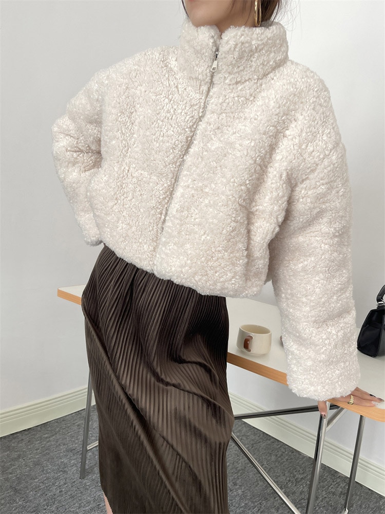 もこもこボア スタンドカラー ショート丈 ボアブルゾン