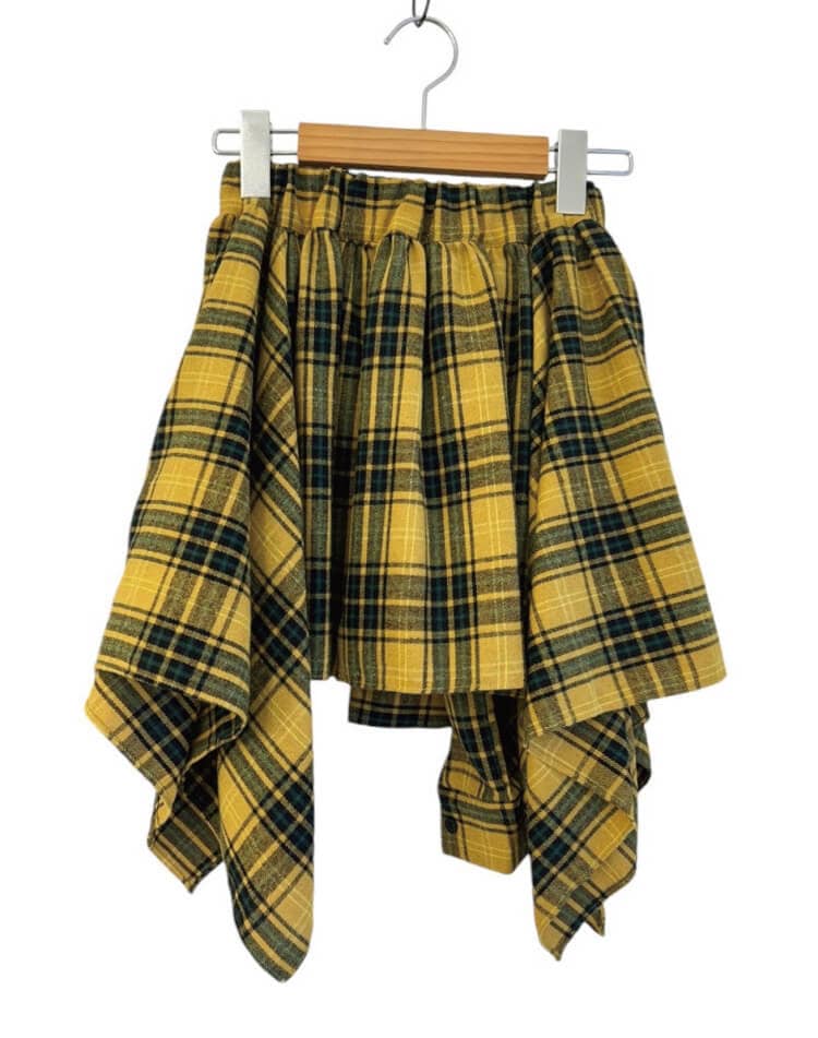 シャツ巻き風デザイン チェック柄 キュロットスカート
