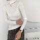 シンプル タートルネック リブニット トップス