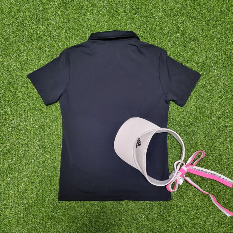 韓国ゴルフウェア シンプルバイカラー ストレッチ ポロシャツ