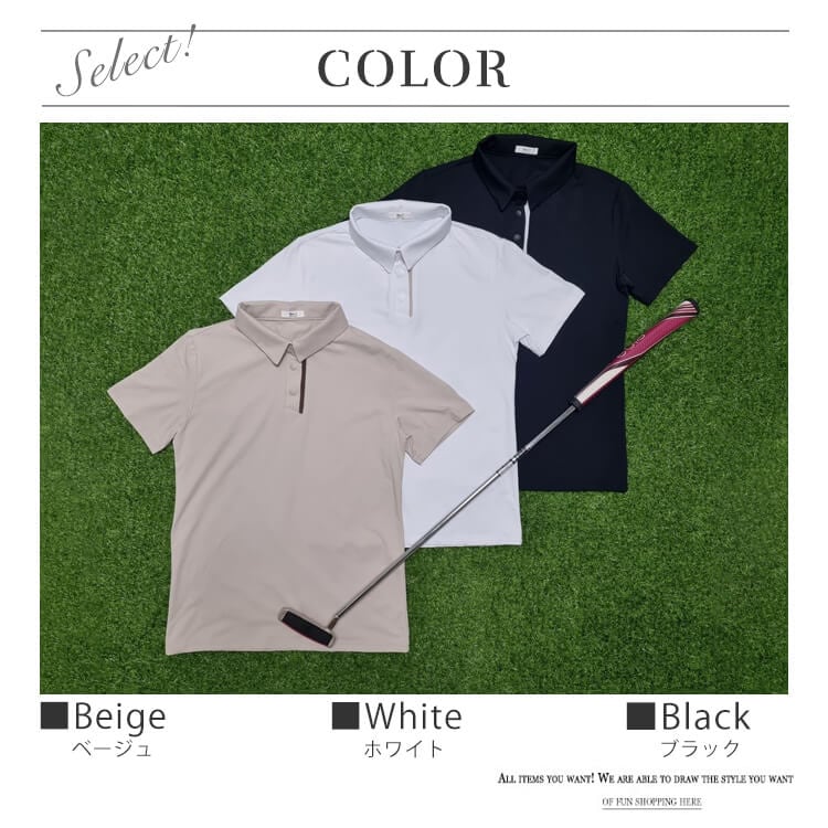 韓国ゴルフウェア シンプルバイカラー ストレッチ ポロシャツ