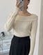 折り返し襟 スラッシュドネック ニットトップス