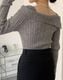 折り返し襟 スラッシュドネック ニットトップス