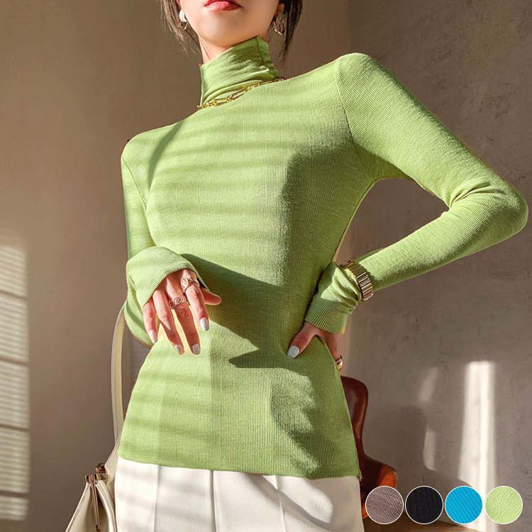 薄手 長袖 ハイネック Tシャツ トップス