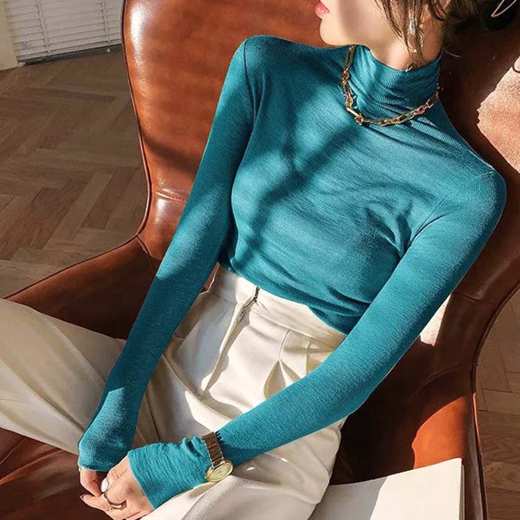 薄手 長袖 ハイネック Tシャツ トップス