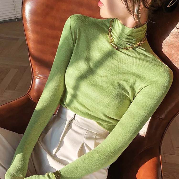 薄手 長袖 ハイネック Tシャツ トップス