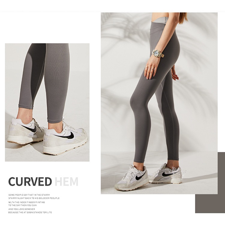 アシンメトリー バイカラー ハイウエスト ヨガパンツ