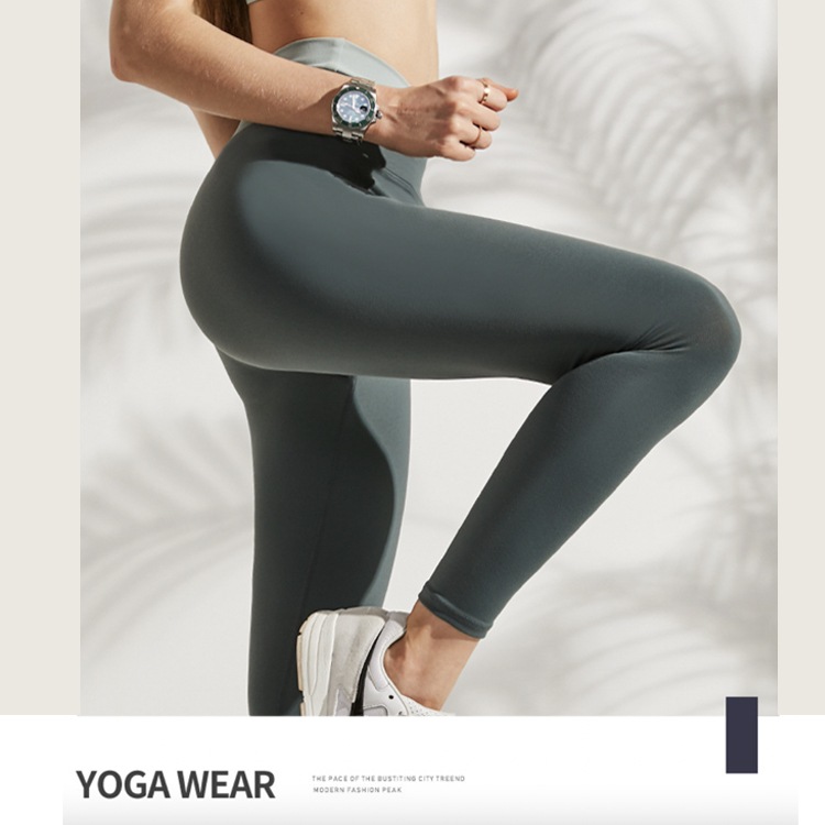 アシンメトリー バイカラー ハイウエスト ヨガパンツ