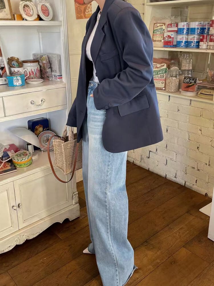 ハート型プリント ウオッシュ加工 ワイド デニムパンツ