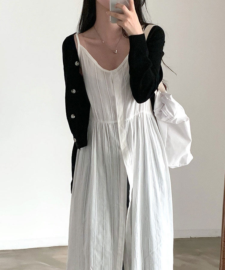 フロントボタン キャミソール オーバーワンピース