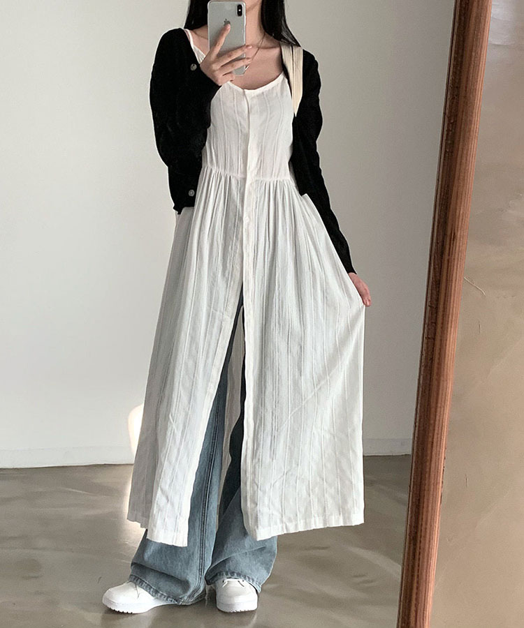 フロントボタン キャミソール オーバーワンピース