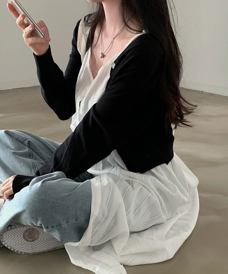 フロントボタン キャミソール オーバーワンピース