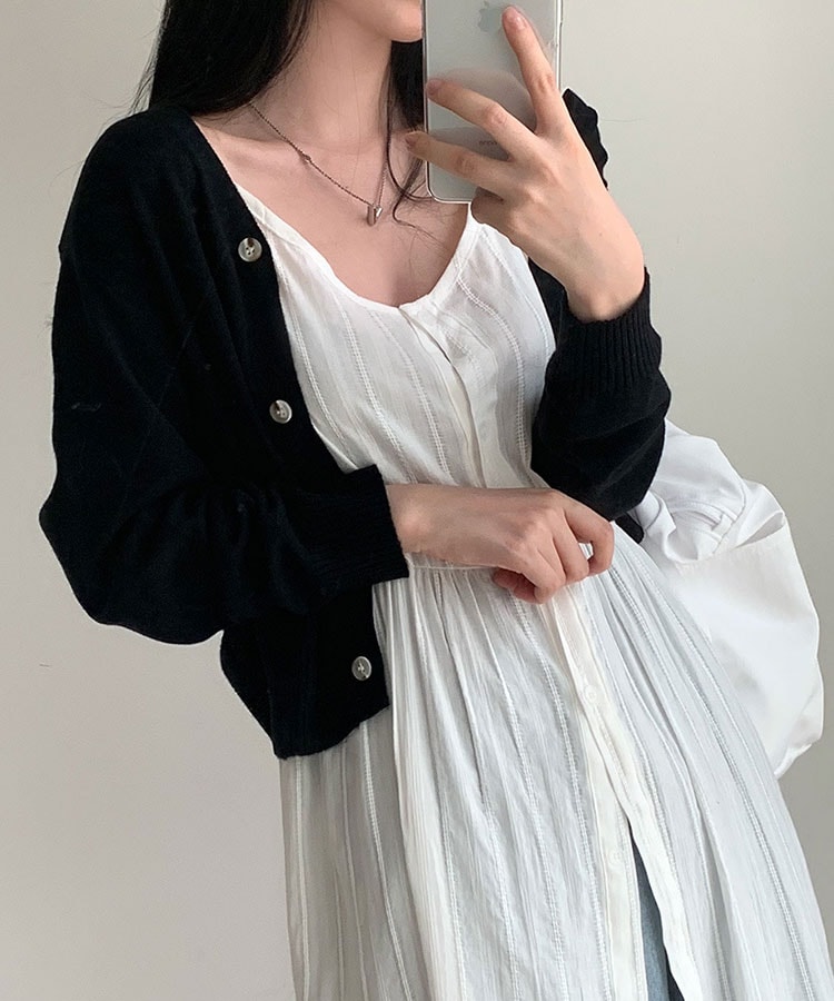 フロントボタン キャミソール オーバーワンピース