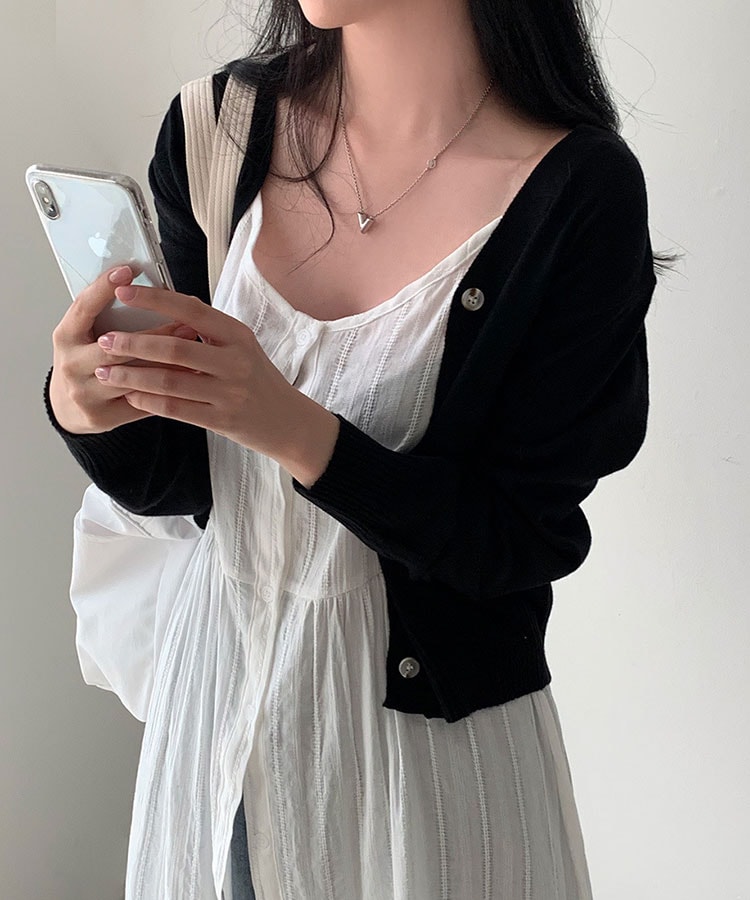 フロントボタン キャミソール オーバーワンピース