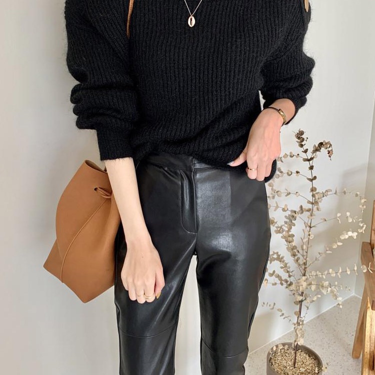 9分丈 スキニー レザーパンツ