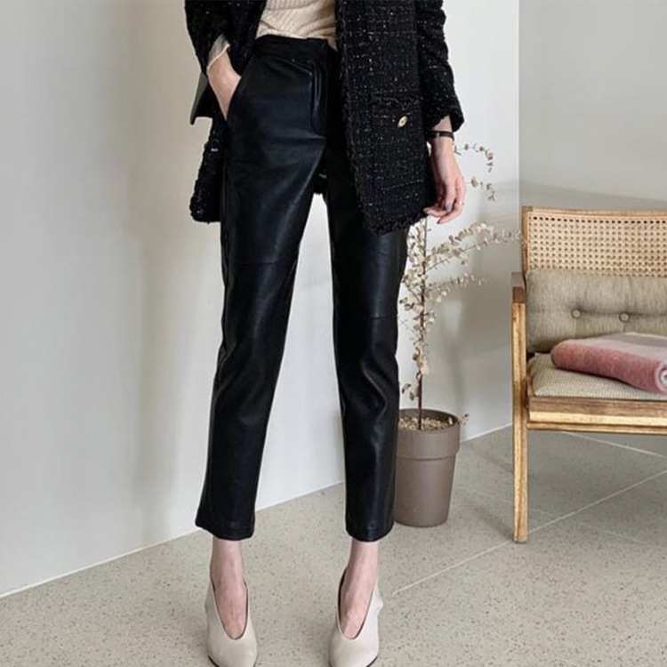 9分丈 スキニー レザーパンツ