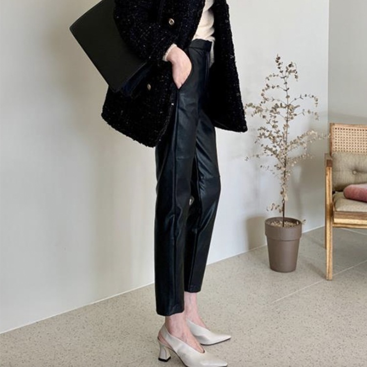 9分丈 スキニー レザーパンツ